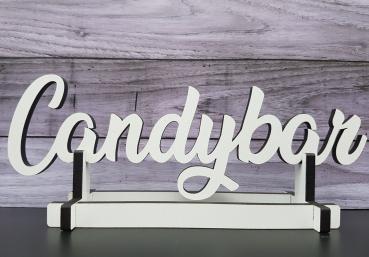 Schriftzug Candybar 45cm mit/ ohne Aufsteller aus Holz in weiß