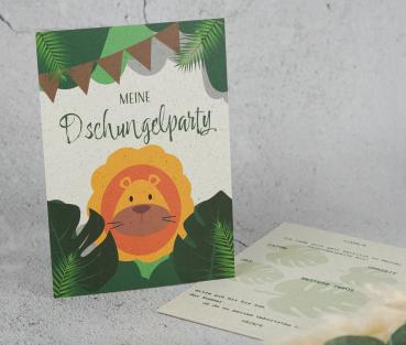 Einladungskarte Geburtstag "Meine Dschungelparty" auf Graspapier