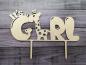 Preview: Cake Topper Caketopper Tortenaufsatz "Its a girl mit Giraffe" aus Holz zur Geburt