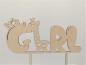 Preview: Cake Topper Caketopper Tortenaufsatz "Its a girl mit Giraffe" aus Holz zur Geburt