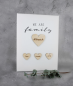 Preview: Personalisiertes Geschenk "we are family" auf Leinwand mit Holzherzen in Natur