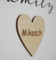 Preview: Personalisiertes Geschenk "we are family" auf Leinwand mit Holzherzen in Natur