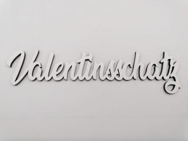 Schriftzug Valentinsschatz aus Holz in weiß zum Valentinstag