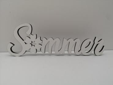 Schriftzug Sommer aus Holz in weiß