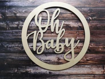 Aufhänger "Oh Baby" aus Holz in Birke natur
