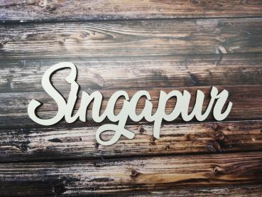 Schriftzug Singapur aus Holz in weiß