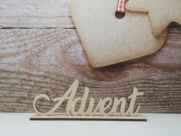 Schriftzug Advent zu Weihnachten aus Holz optional auch mit Aufsteller