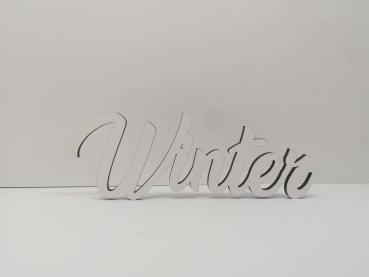 Schriftzug Winter aus Holz in weiß optional auch mit Aufsteller