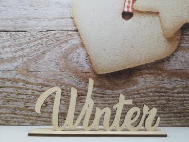 Schriftzug Winter aus Holz optional auch mit Aufsteller