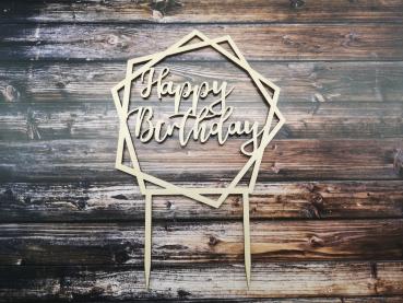 Tortenaufsatz/Caketopper Cake Topper Happy Birthday aus Holz