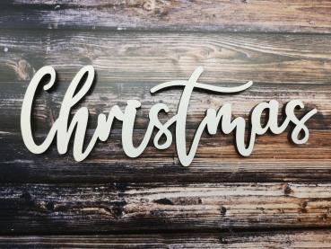 Schriftzug Christmas zu Weihnachten aus Holz in weiß optional auch mit Aufsteller
