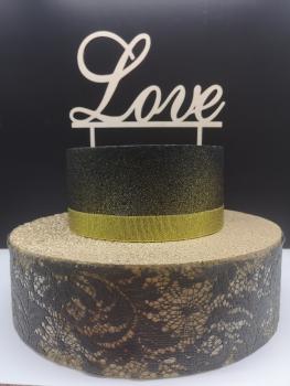 Cake Topper Caketopper Tortenstecker Tortenaufsatz "Love" zur Hochzeit aus Holz