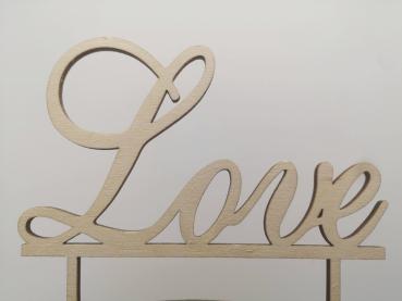 Cake Topper Caketopper Tortenstecker Tortenaufsatz "Love" zur Hochzeit aus Holz