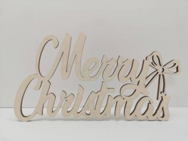 Schriftzug Merry Christmas aus Holz - optional mit Aufsteller