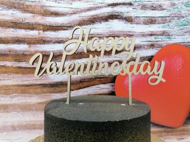 Caketopper Caketopper Tortenaufsatz "Happy Valentinesday" aus Holz zum Valentinstag