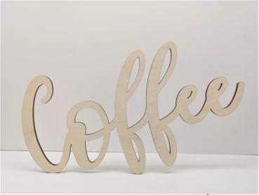 Schriftzug Coffee aus Holz in Birke