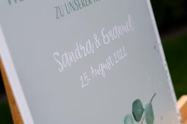 Hochzeitsschild Eukalyptus – Willkommen zu unserer Hochzeit – Schild 40x60 cm