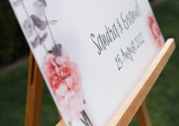 Hochzeitsschild Peach – Willkommen zu unserer Hochzeit – Schild 40x60 cm -
