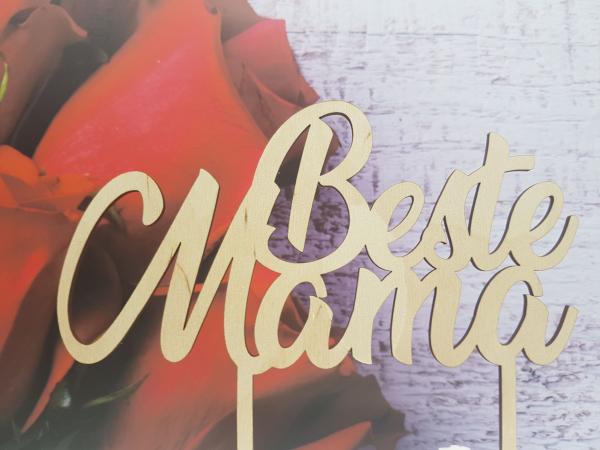 Caketopper Cake Topper Tortenaufsatz "Beste Mama" aus Holz zum Muttertag