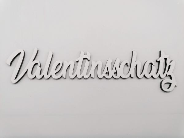 Schriftzug Valentinsschatz aus Holz in weiß zum Valentinstag