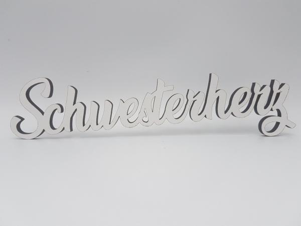 Schriftzug Schwesterherz aus Holz