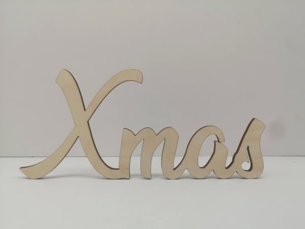 Schriftzug Xmas zu Weihnachten aus Holz optional auch mit Aufsteller