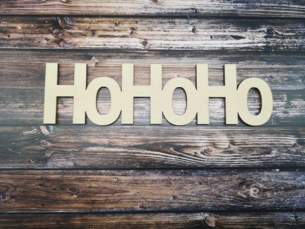 Schriftzug Hohoho zu Weihnachten aus Holz optional auch mit Aufsteller