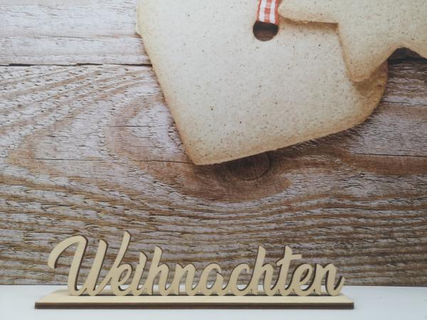 Schriftzug Weihnachten aus Holz optional auch mit Aufsteller