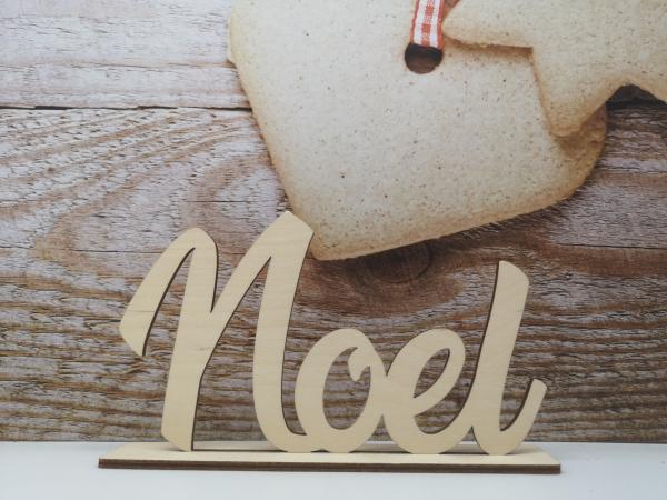 Schriftzug Noel zu Weihnachten aus Holz optional auch mit Aufsteller