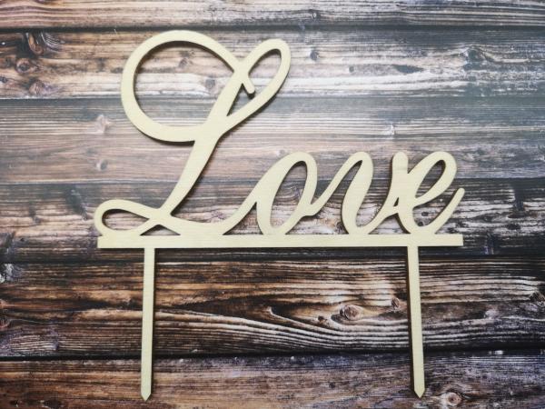 Cake Topper Caketopper Tortenstecker Tortenaufsatz "Love" zur Hochzeit aus Holz