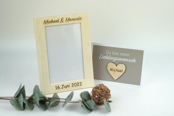 Personalisiertes Geschenk Valentinstag // Valentinsgeschenk // personalisierter Bilderrahmen mit Karte