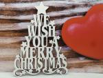 Schriftzug We wish you a Merry Christmas mit Stern zu Weihnachten aus Holz in weiß zum aufhängen